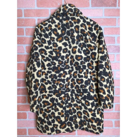 Daily Ritual Womens Leopard Cheetah Print Teddy Bear Jacket Coat Mob Wife Size M - Picture 4 of 7
